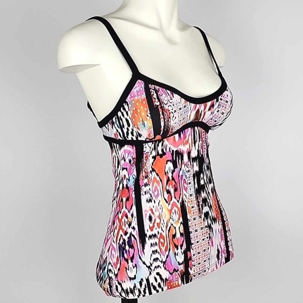 Seafolly Beach Women's Gypsy Nectarine Tankini Top White Pink Black Trim 6 - Picture 4 of 16